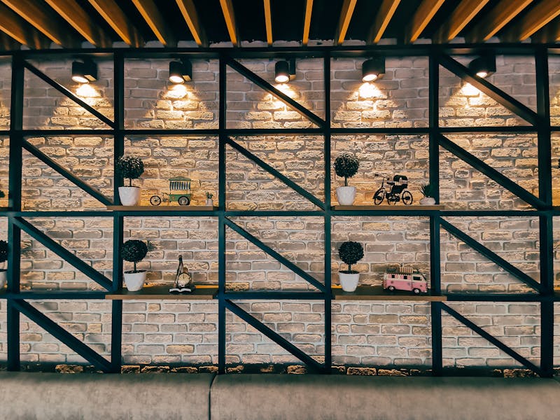 Interior of Anthony's coal fired pizza restaurant with warm lighting